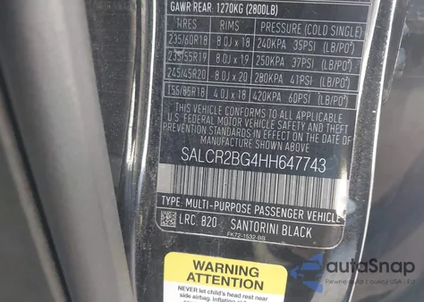 2017 Land Rover Discovery Sport Hse from USA, damaged, VIN SALCR2BG4HH647743